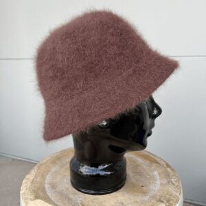 Vintage 80% Angora Brown Fuzzy Bucket Hat – One Size Fits Most